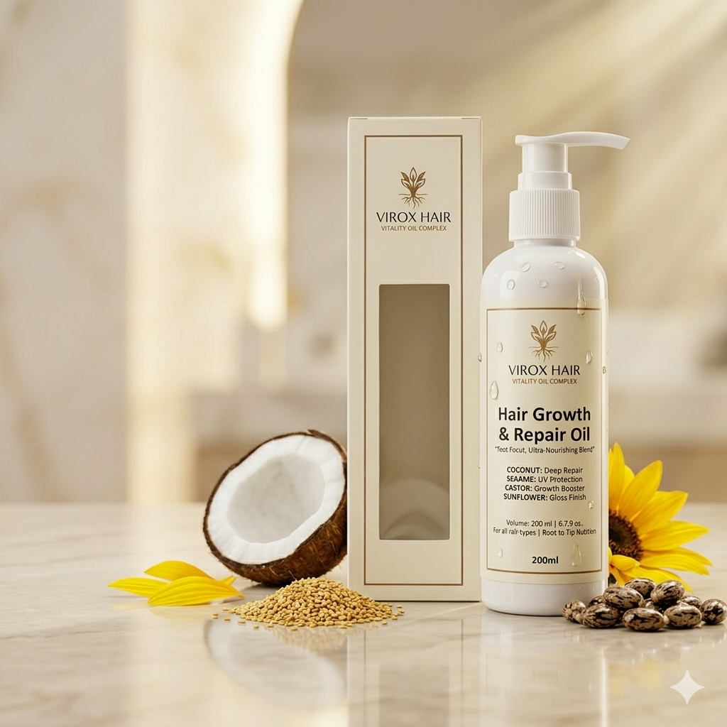 Virox Hair Growth & Repair Oil – Natural Hair Vitality Complex for Strong, Healthy & Shiny Hair